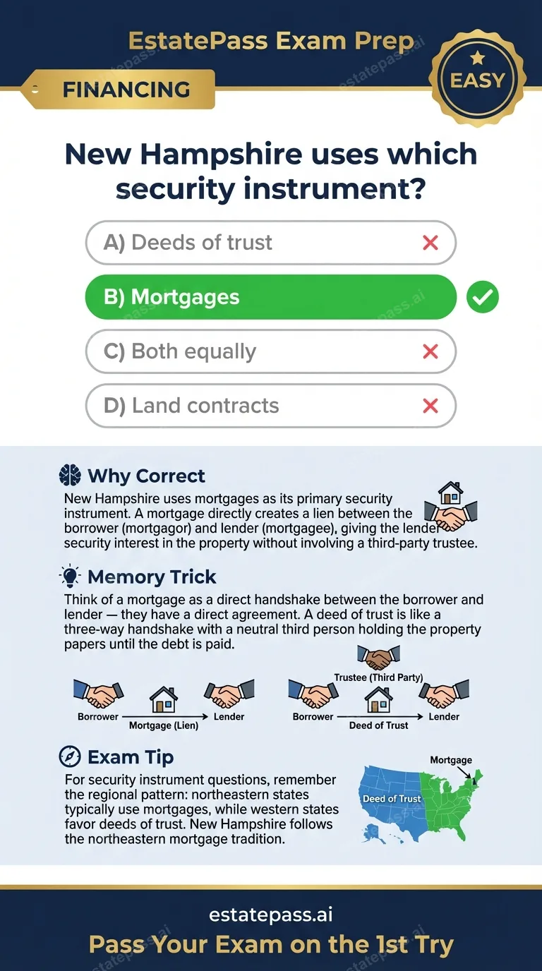 Study card infographic: New Hampshire uses which security instrument?