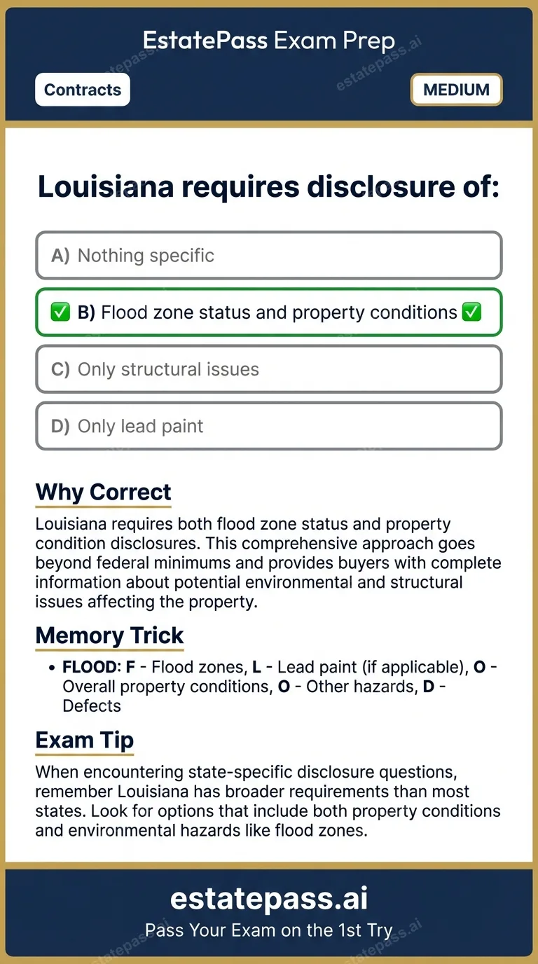 Study card infographic: Louisiana requires disclosure of: