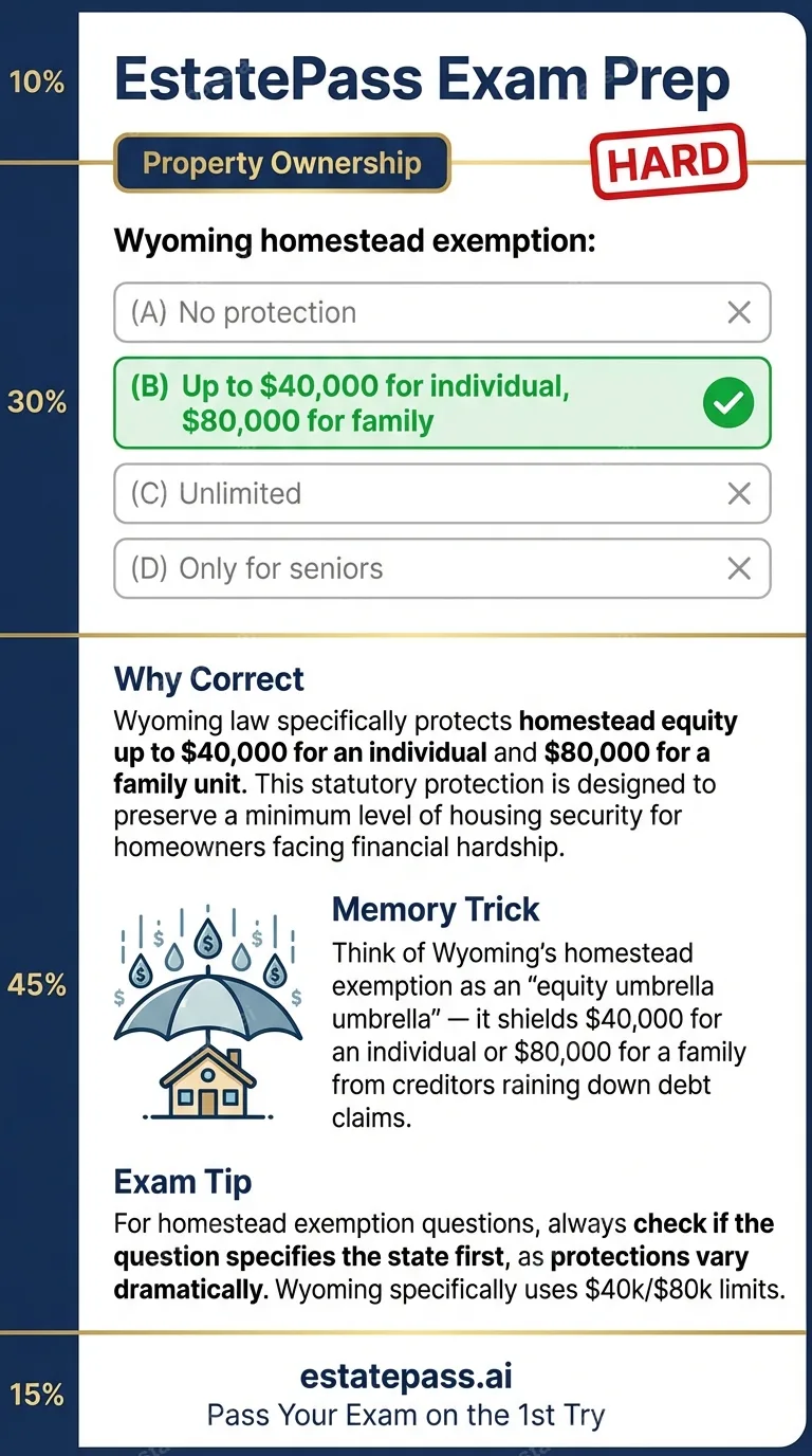 Study card infographic: Wyoming homestead exemption: