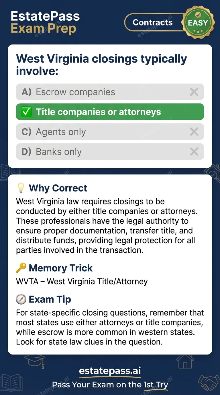 Study card infographic: West Virginia closings typically involve: