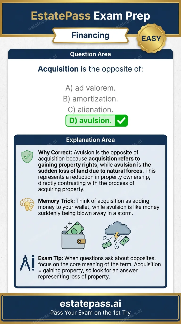 Study card infographic for: Acquisition is the opposite of: