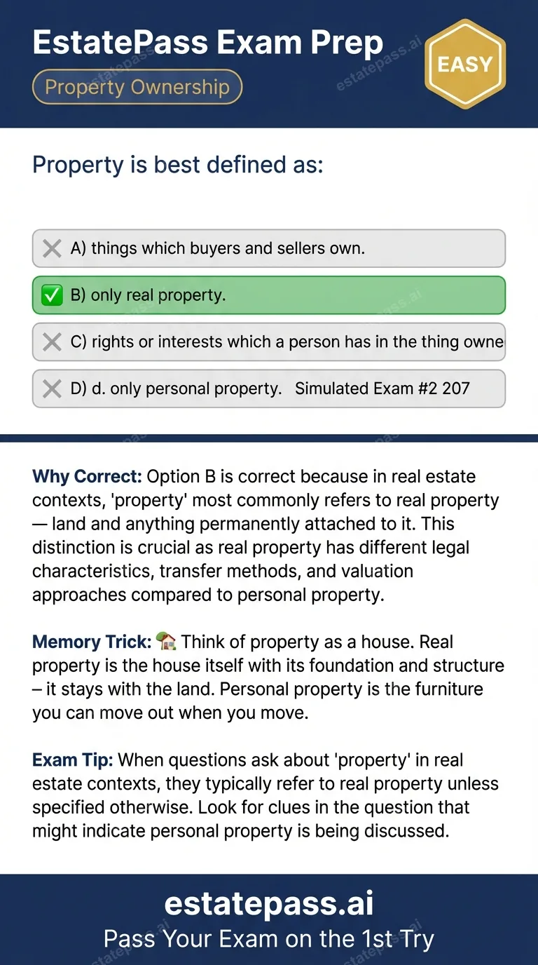 Study card infographic: Property is best defined as: