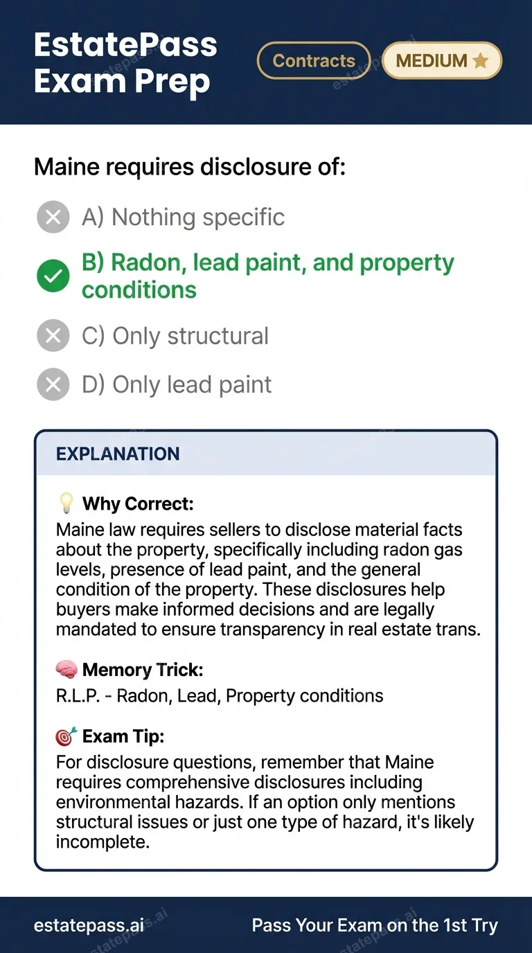 Study card infographic: Maine requires disclosure of: