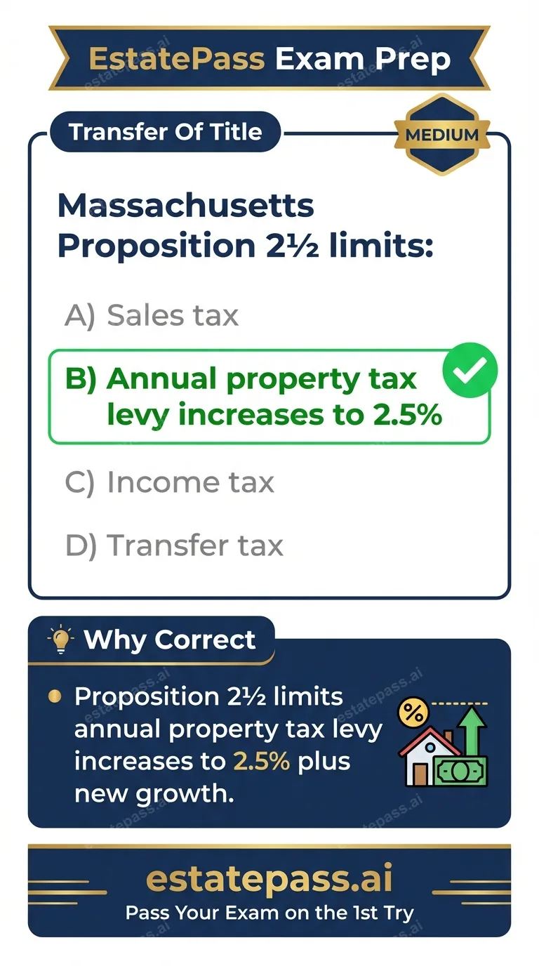 Study card infographic for: Massachusetts Proposition 2½ limits: