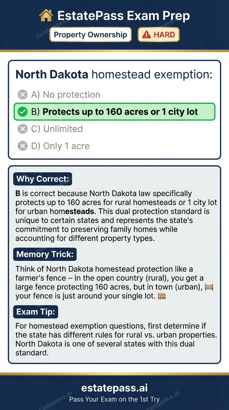 Study card infographic: North Dakota homestead exemption: