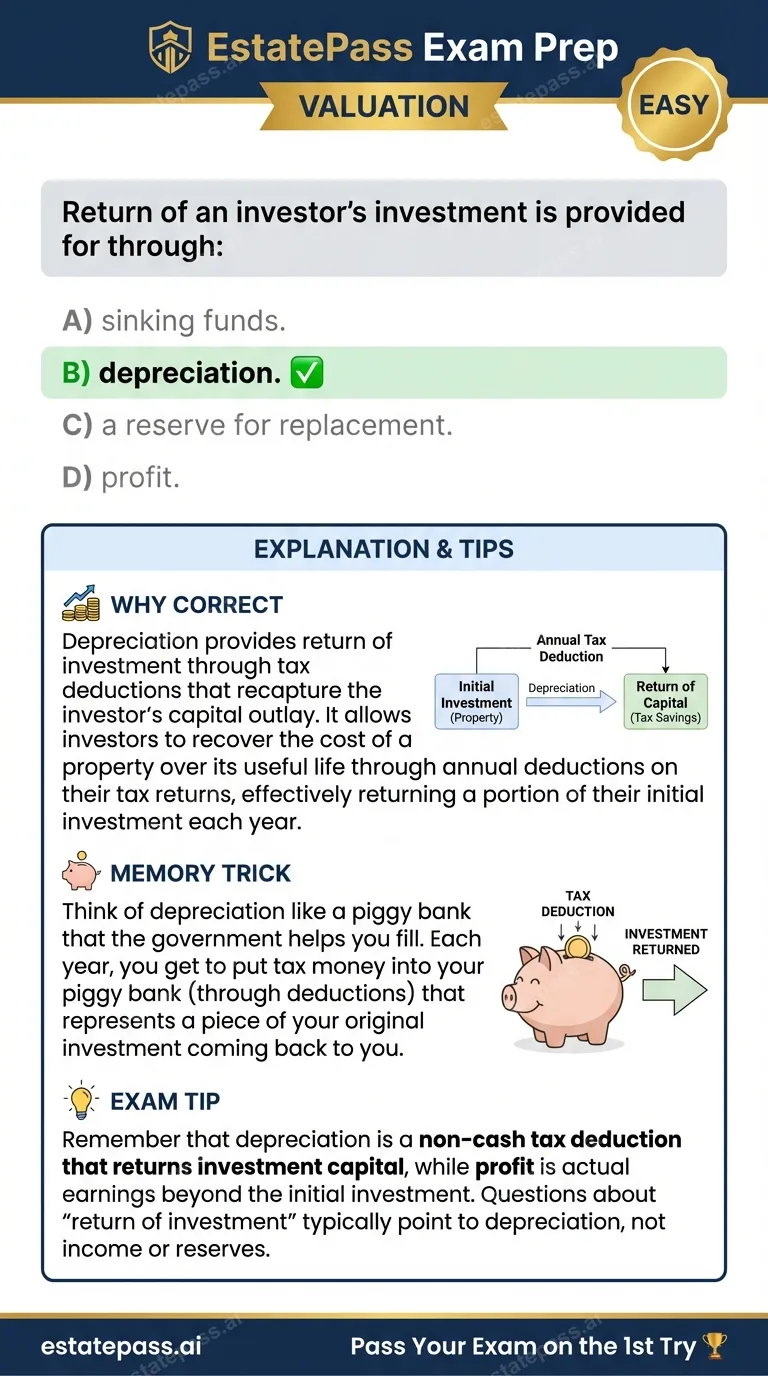 Study card infographic: Return of an investor’s investment is provided for through: