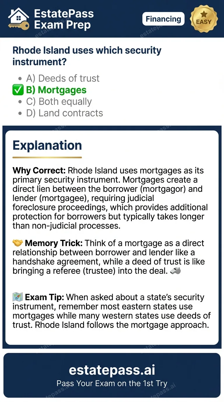 Study card infographic: Rhode Island uses which security instrument?