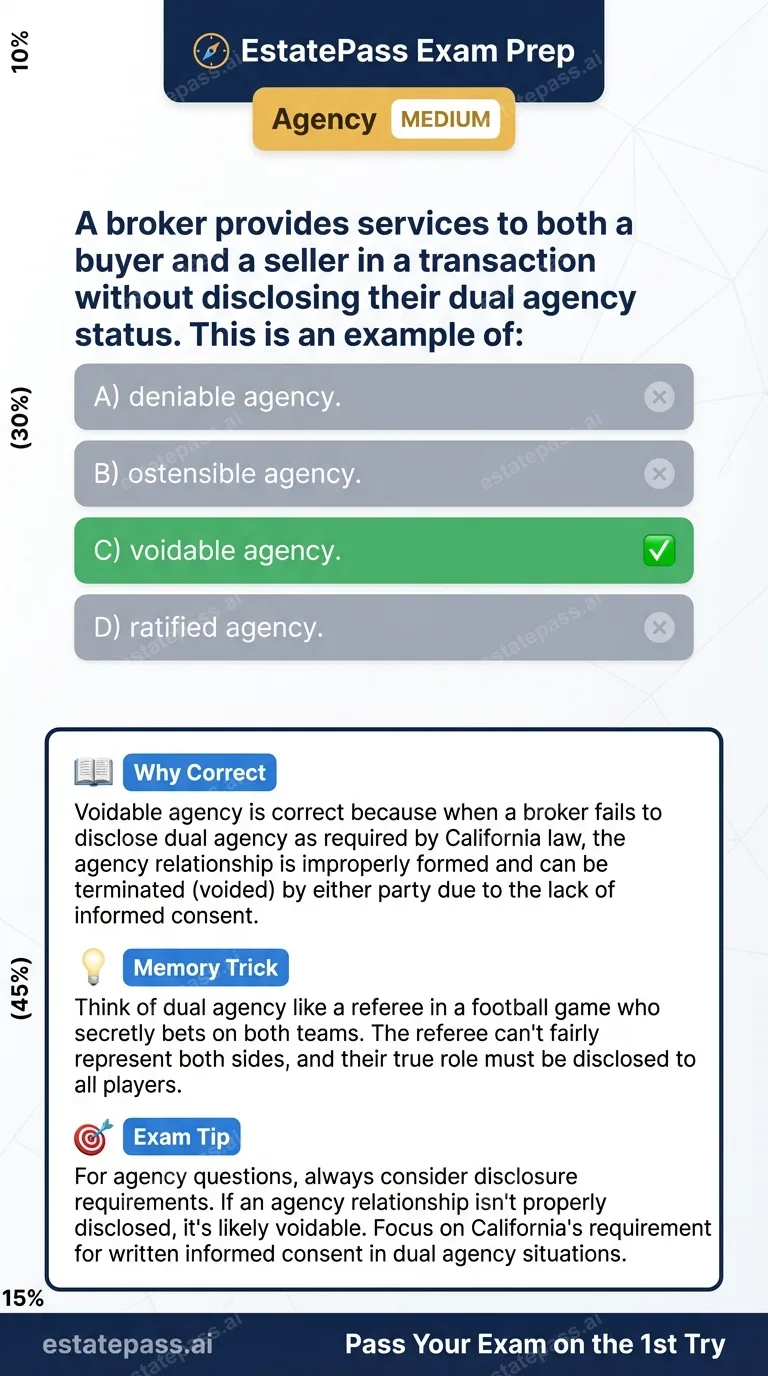 Study card infographic for: A broker provides services to both a buyer and a seller in a transaction without