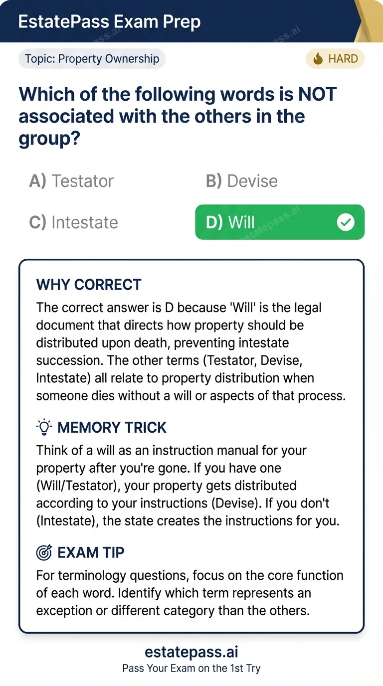 Study card infographic for: Which of the following words is NOT asso- ciated with the others in the group?