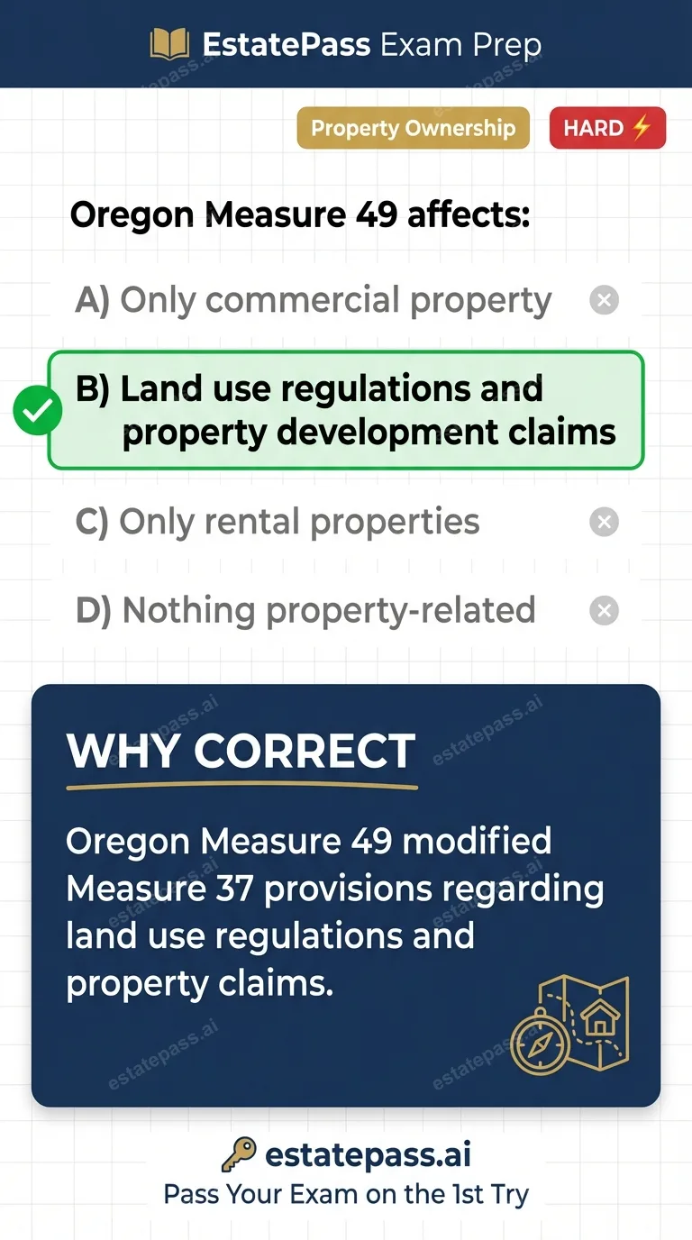 Study card infographic: Oregon Measure 49 affects: