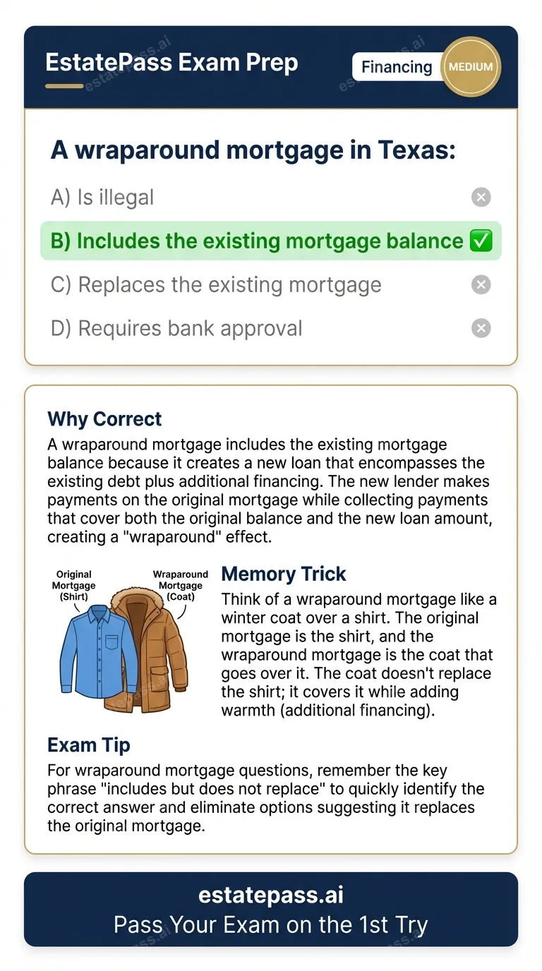 Study card infographic for: A wraparound mortgage in Texas: