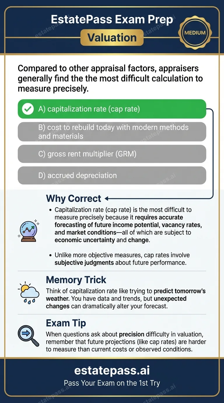 Study card infographic: Compared to other appraisal factors, appraisers generally find the the most diff