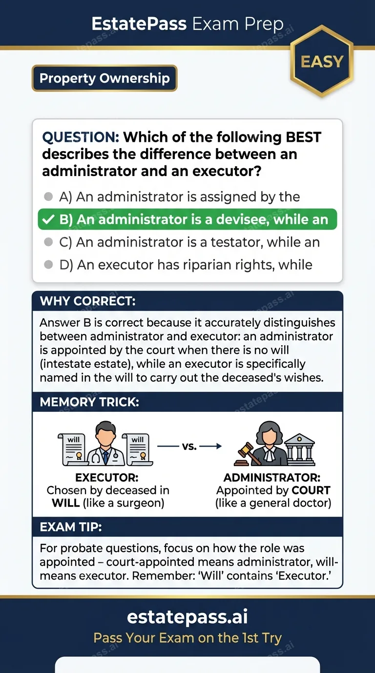 Study card infographic: Which of the following BEST describes the difference between an administrator an