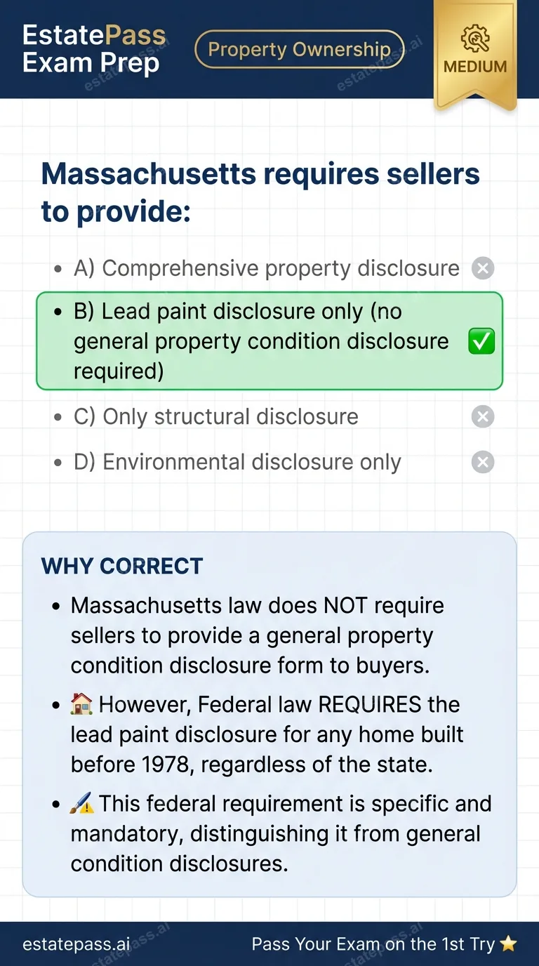 Study card infographic for: Massachusetts requires sellers to provide: