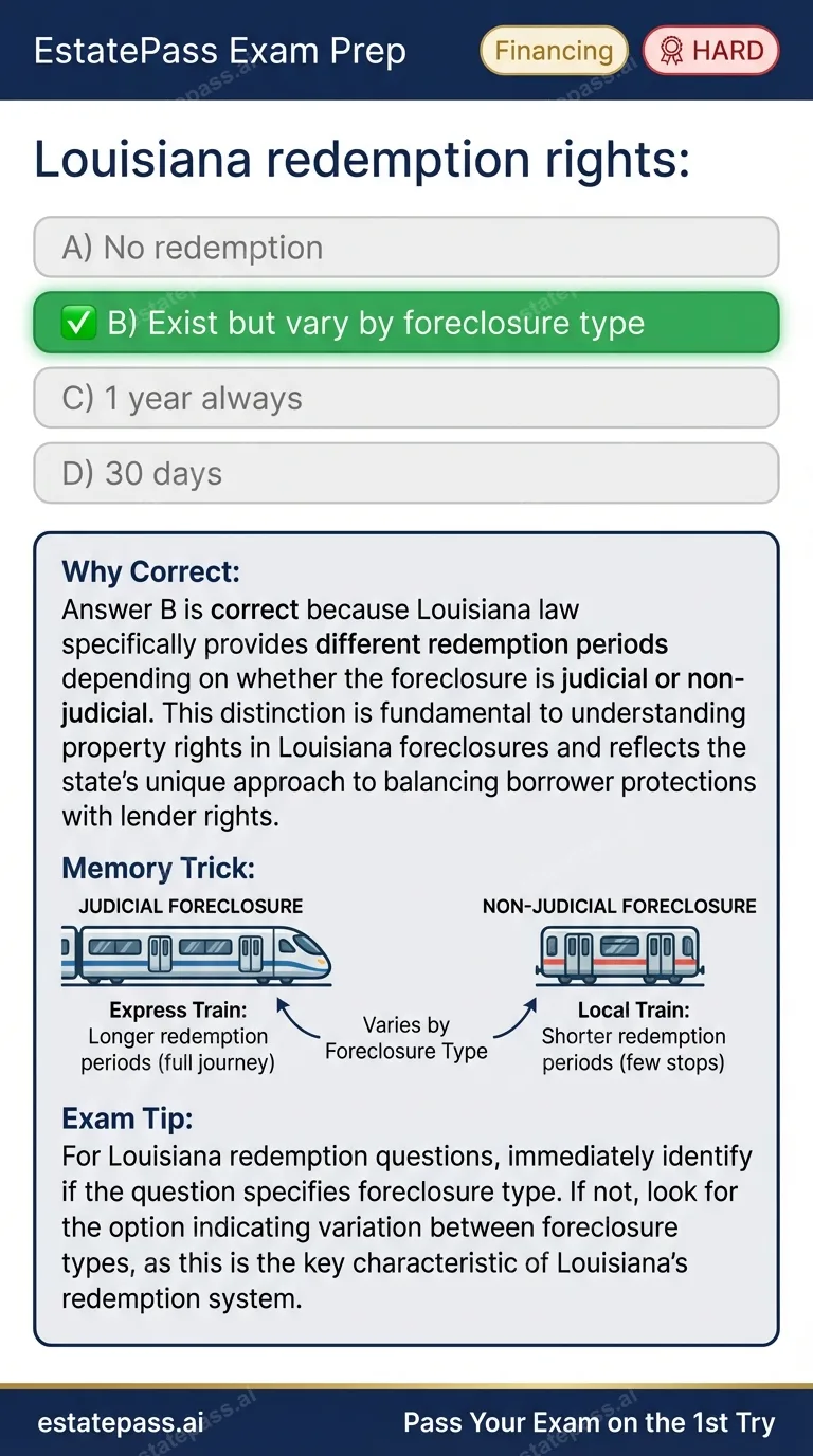 Study card infographic for: Louisiana redemption rights: