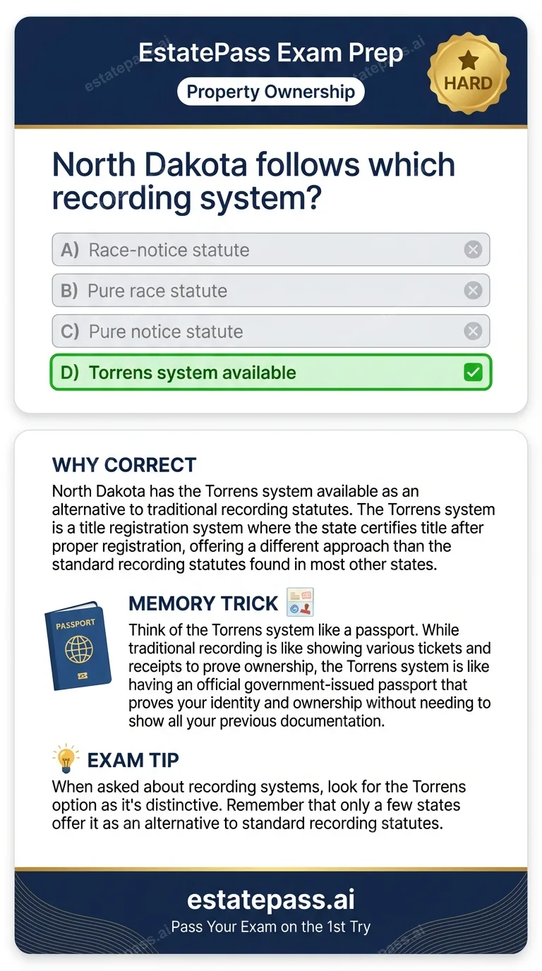 Study card infographic: North Dakota follows which recording system?
