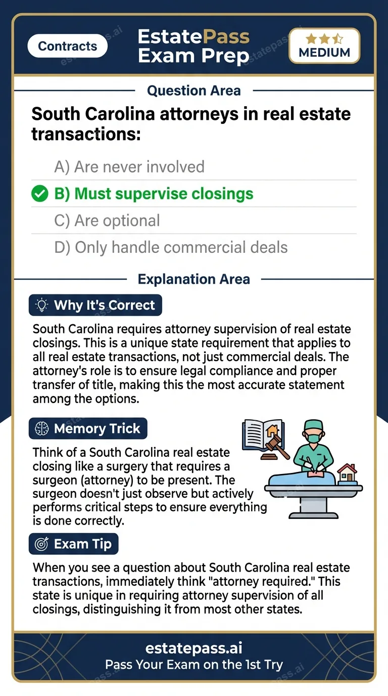 Study card infographic: South Carolina attorneys in real estate transactions: