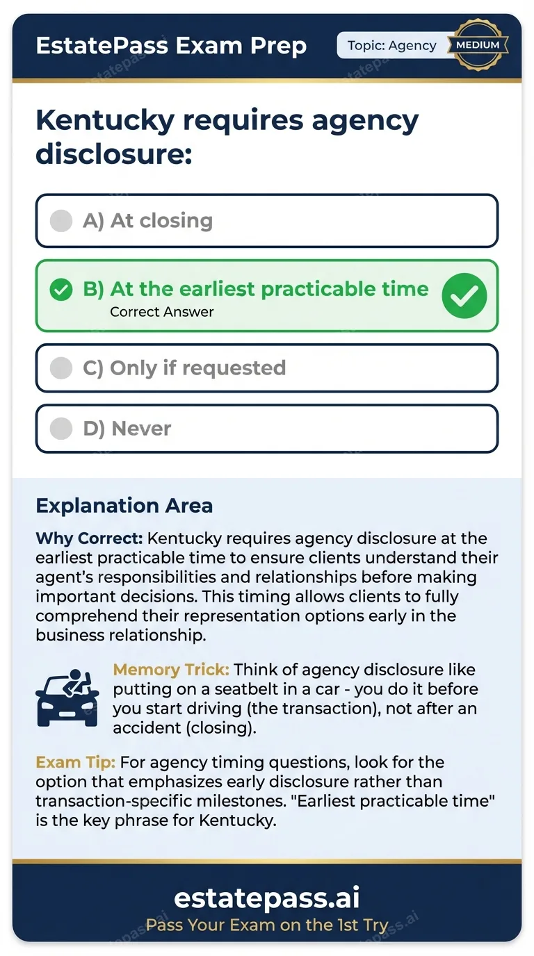 Study card infographic: Kentucky requires agency disclosure: