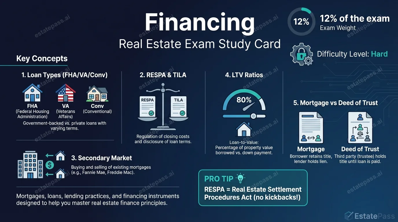 Financing study card with general concepts and memory aids